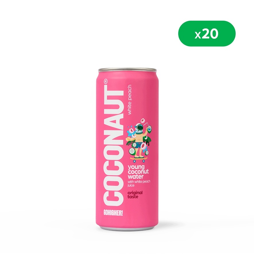 Set 20 Kusů Kokosová voda Coconaut Bílá Broskev 320 ml Přírodní
