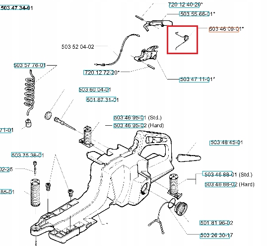 Sprężyna dźwigni gazu pilarki Husqvarna 394XP, 395XP Rodzaj sprężyna