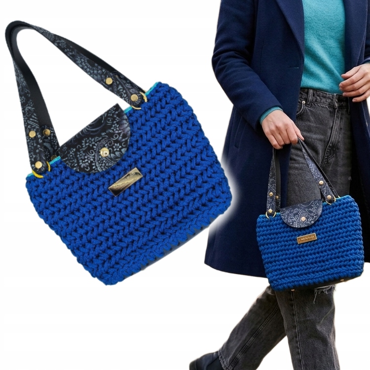 Taška Handmade Modrá Do ruky Na předloktí Ruční práce