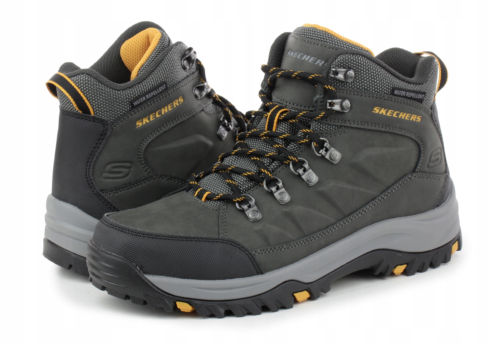 Skechers Kožené Trekové Boty Šedé 43 6DA