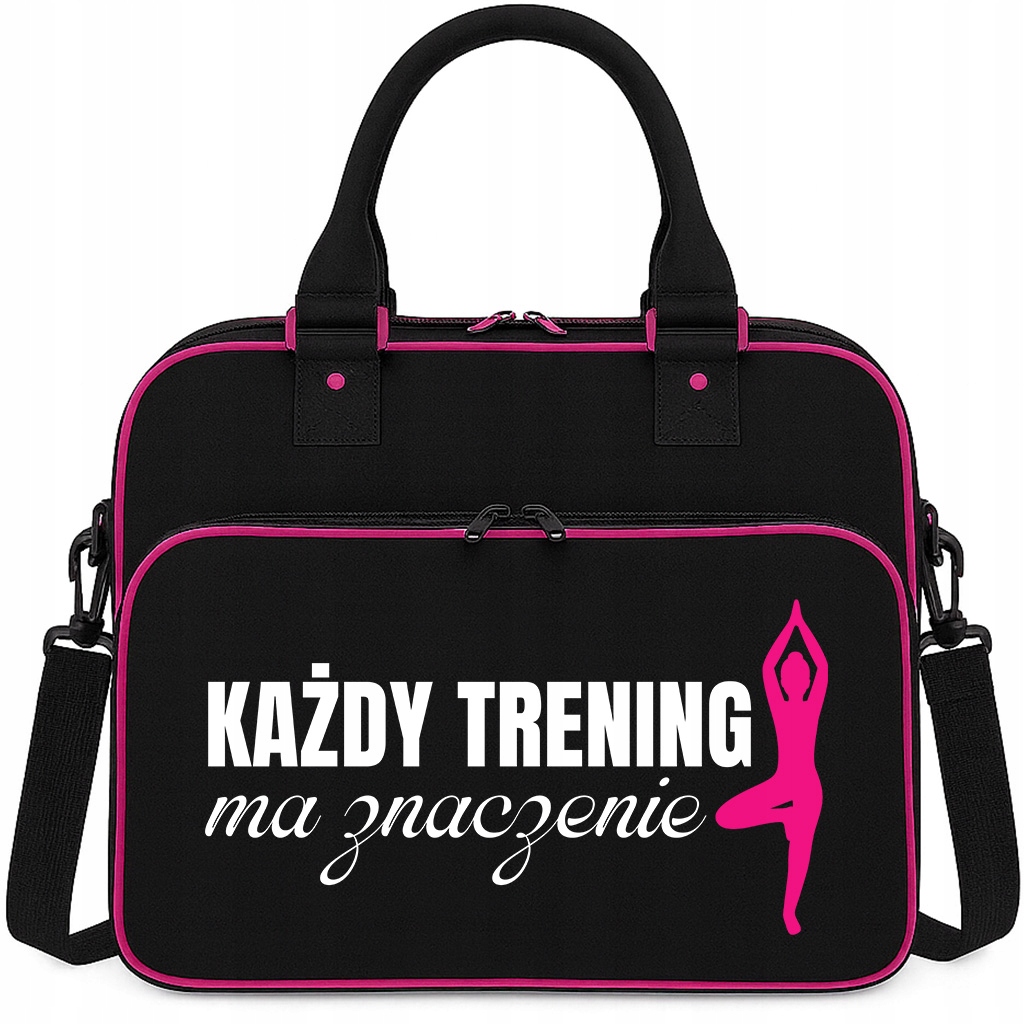 Černo-fuchsiová Taška Trénink Je Důležitá Pro Posilovnu Trénink Jóge Fitness