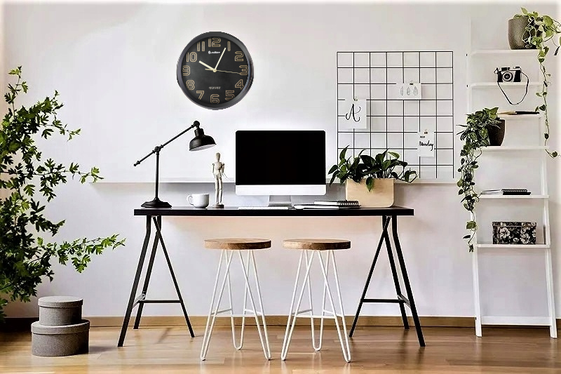 KLASYCZNY ZEGAR ŚCIENNY CZARNO-ZŁOTY OKRĄGŁY 30 CM SUPER CICHY KWARCOWY EAN (GTIN) 5904365792448