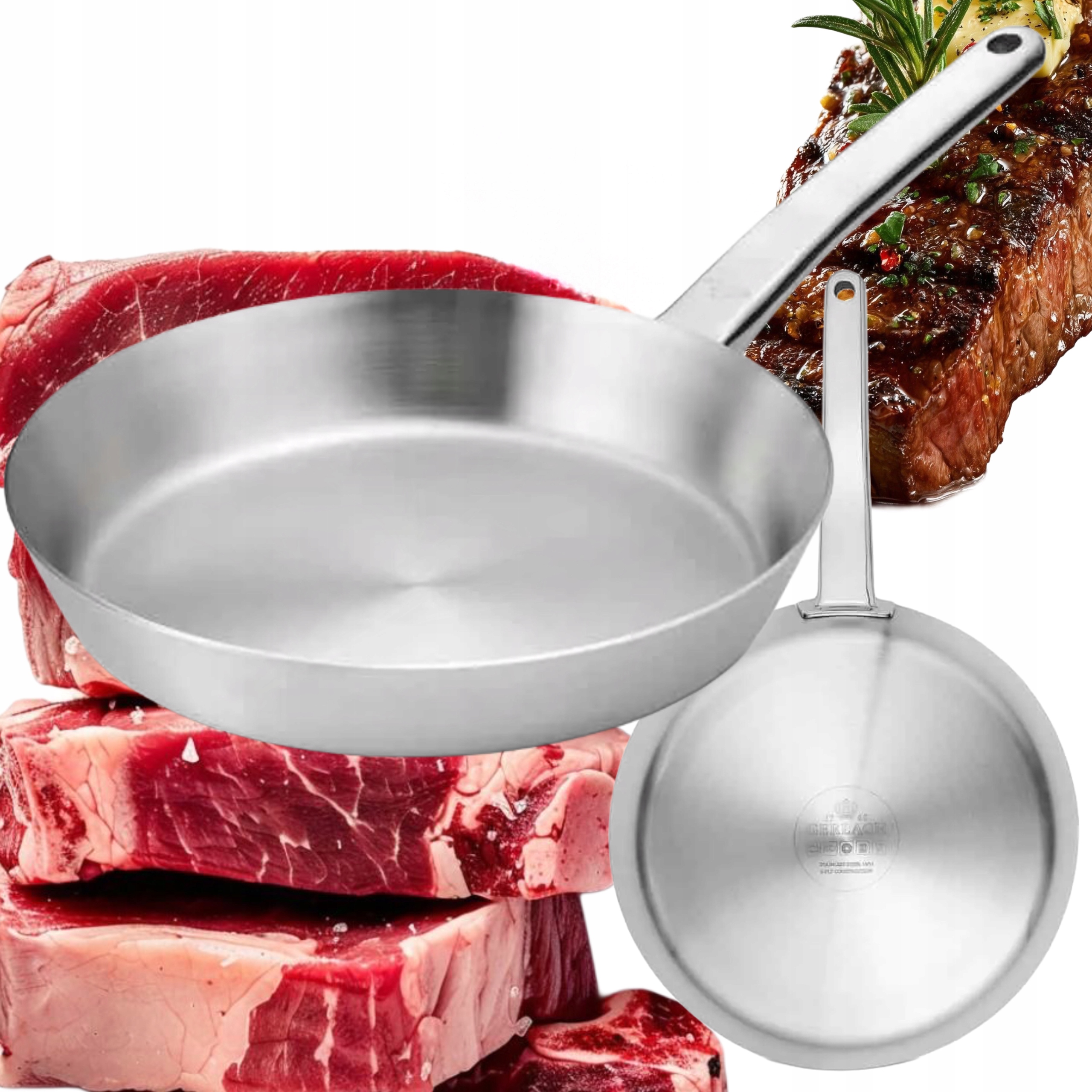 Patelnia Tradycyjna Stalowa Kuchenna Gerlach Prestige 28CM Stal Nierdzewna