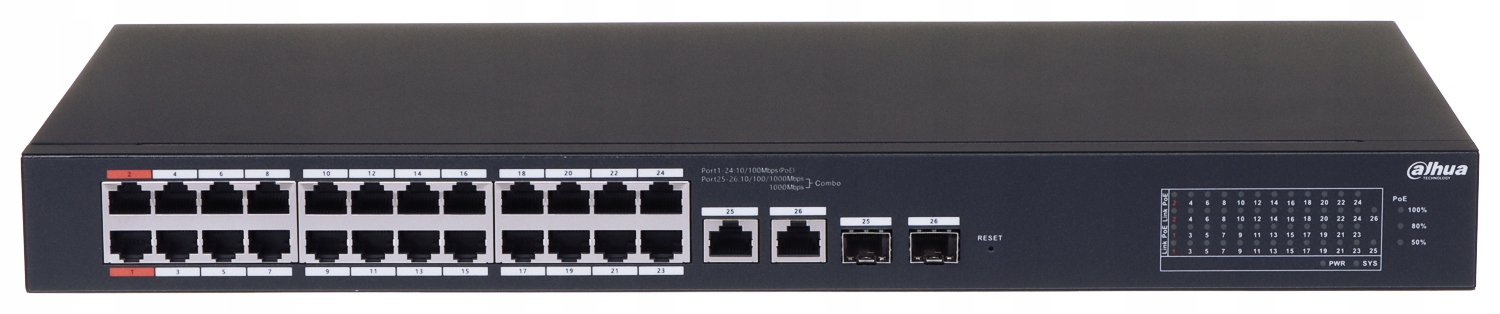 Switch Poe CS4226-24ET-240 24-PORTOVÝ Sfp Dahua, Cloudový Manažment