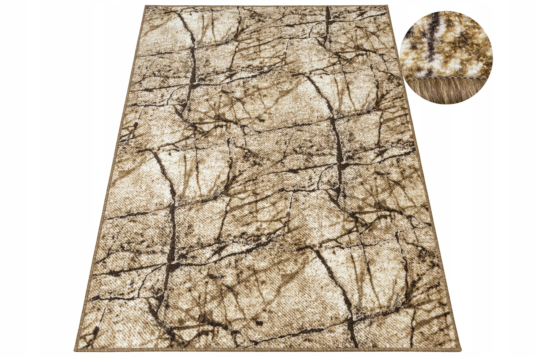 Dywan Pętelkowy Praktyczny Brąz Beż Jak Marmur Na Filcu Grain 200x200 cm