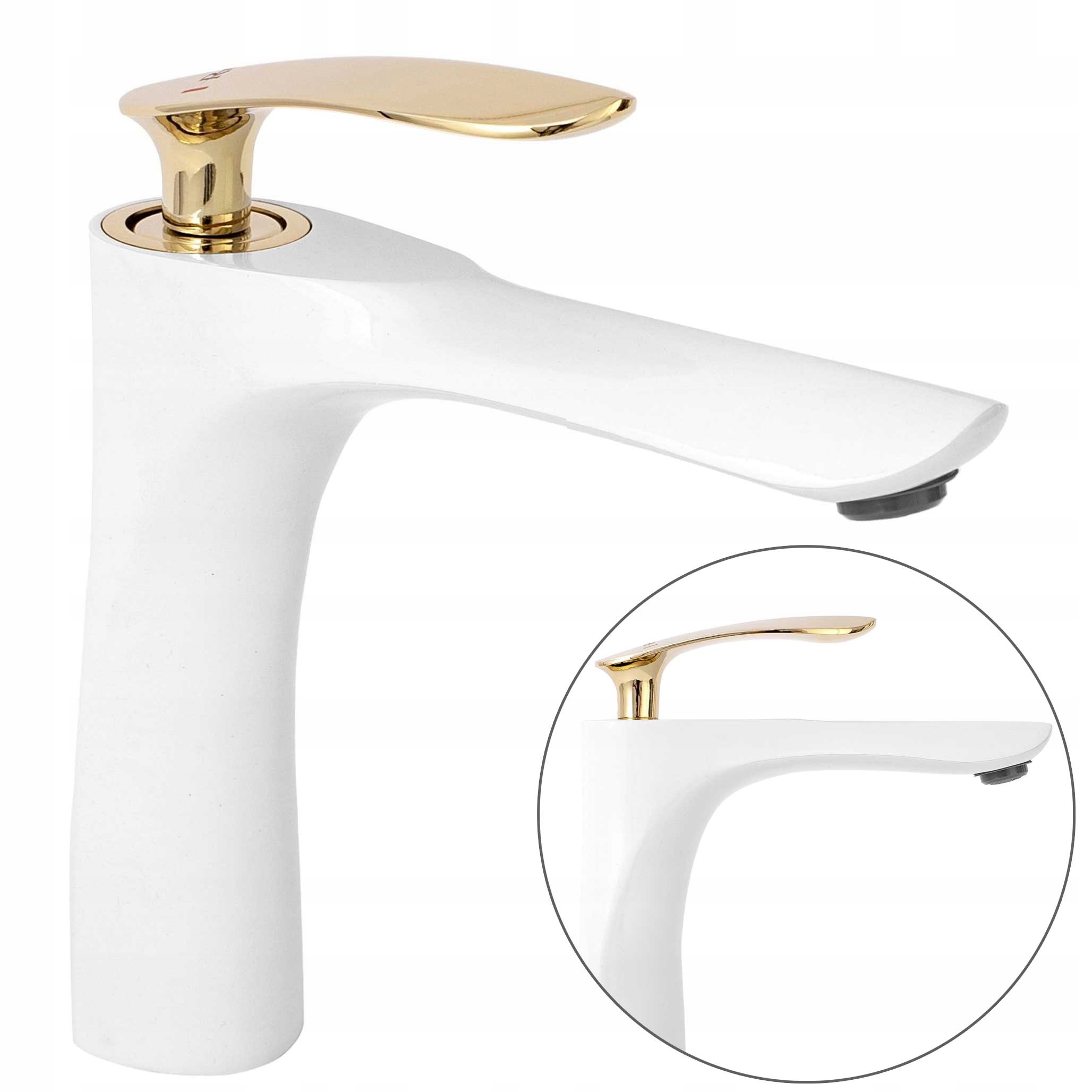 Umývadlová batéria Bielo Zlato Nízka Stojacia Do Umývadla Rea Orbit Lesk