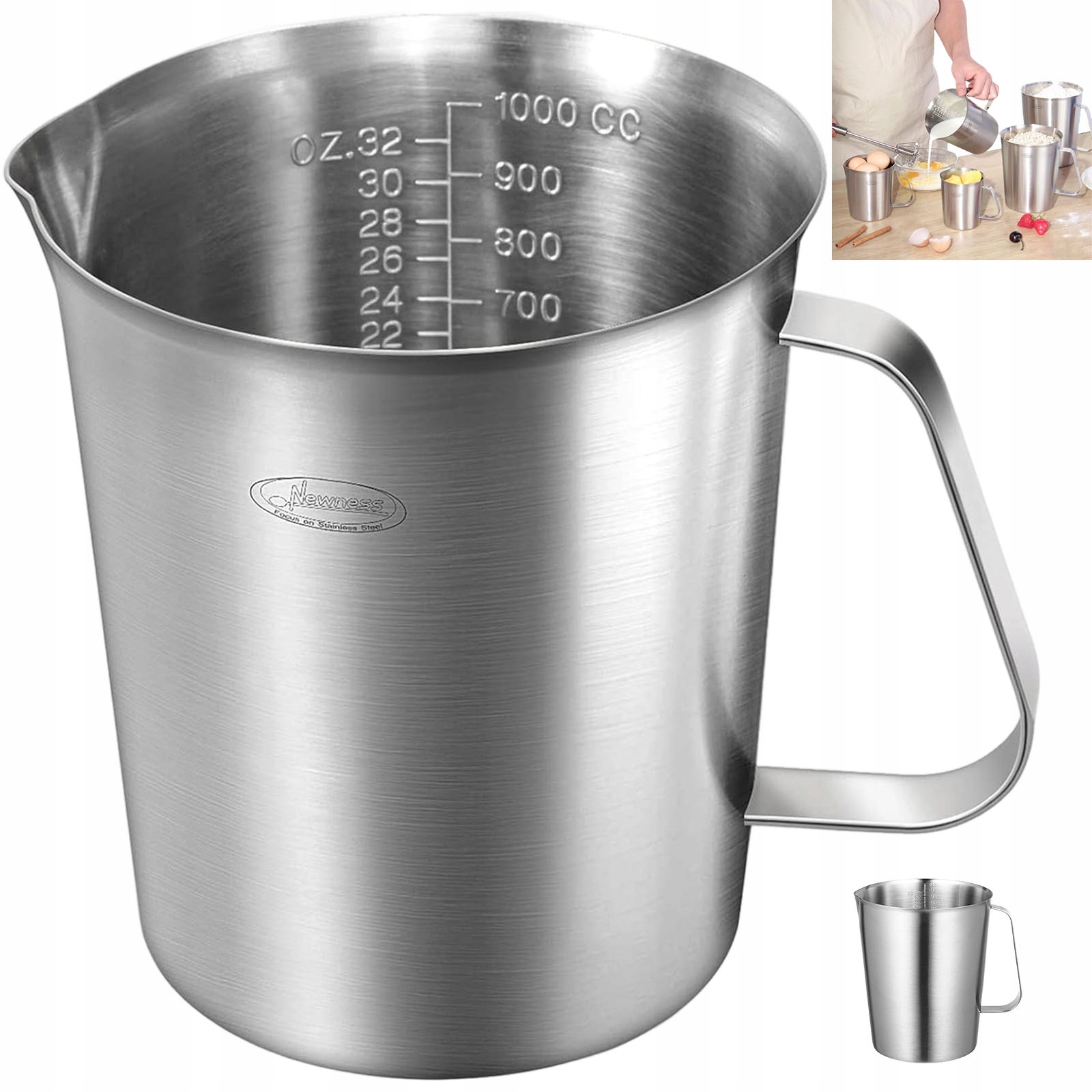 Odměrka 3V1 1000ML Nerezová Ocel ML Oz Cups Ideální Pro Rodinu