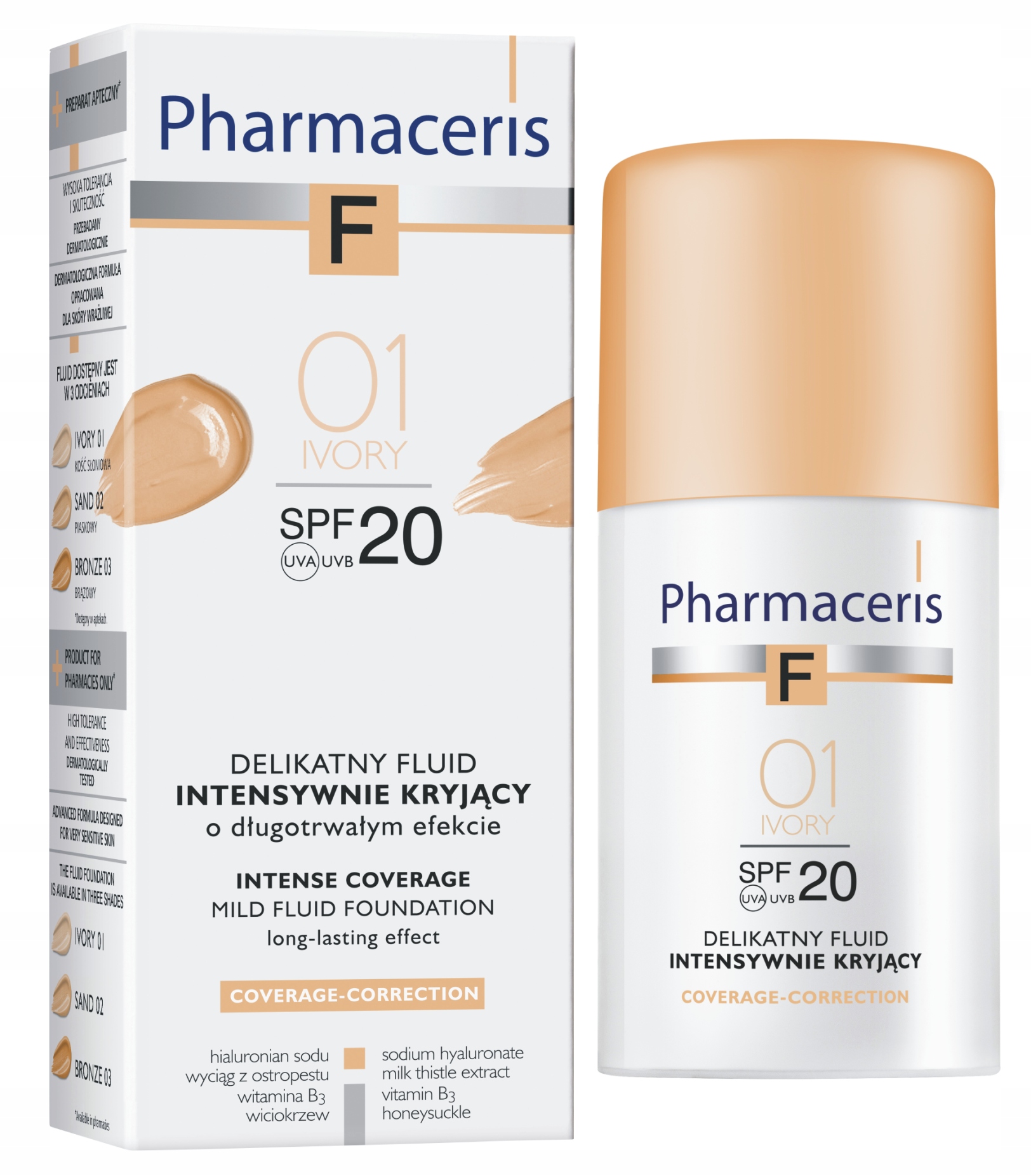 Pharmaceris F Fluid Intensywnie Kryjący 01 Ivory