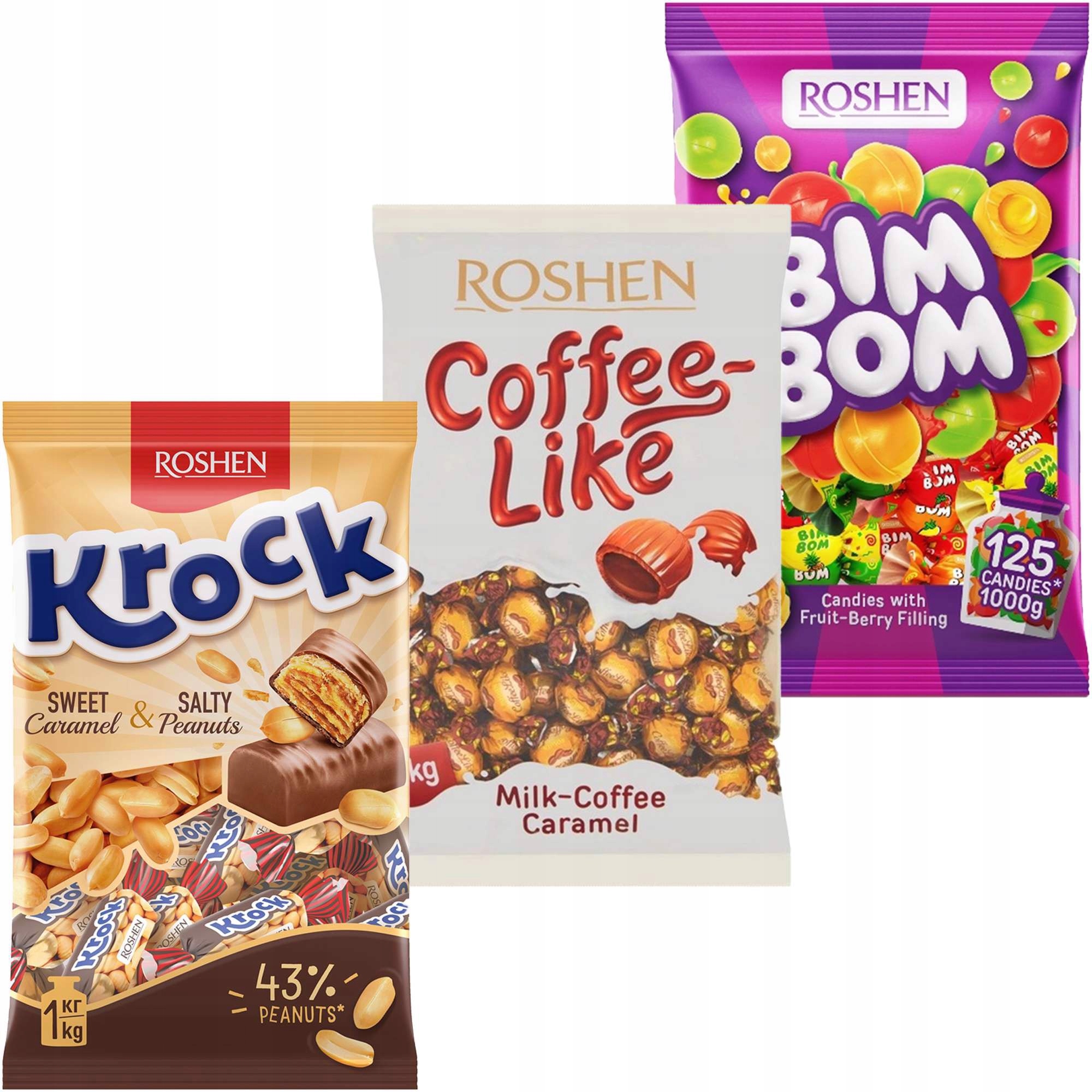 Levně Mix bonbónů 1 kg Roshen: Coffee Like+ Bim-bom Krock