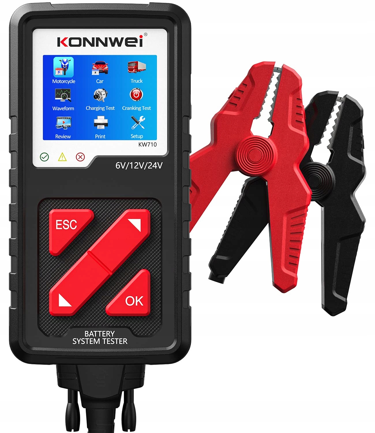 Tester akumulátora Konnwei KW710 6-24V LCD Cca pre motorové a nákladné auto
