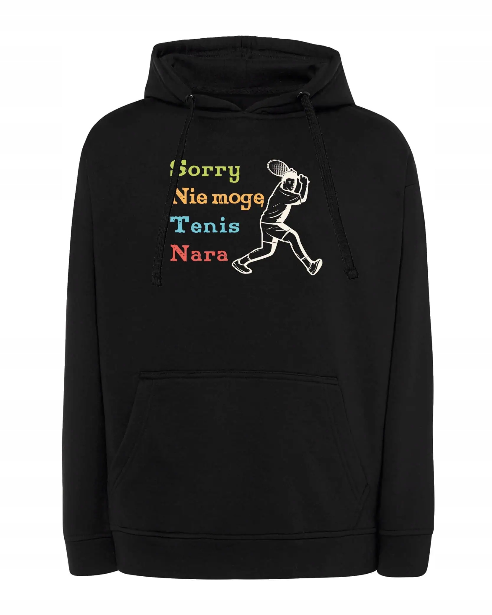 Mikina s kapucí pro fanouška tenisu Vtipný text Černá XL