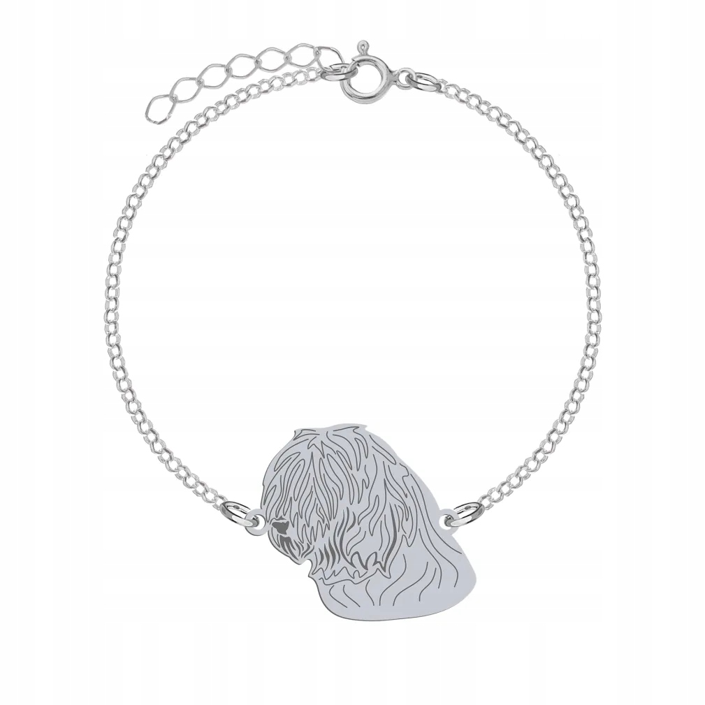 Stříbrný náramek se psem Rumunský ovčák Mioritic 925 Žena Gravírování