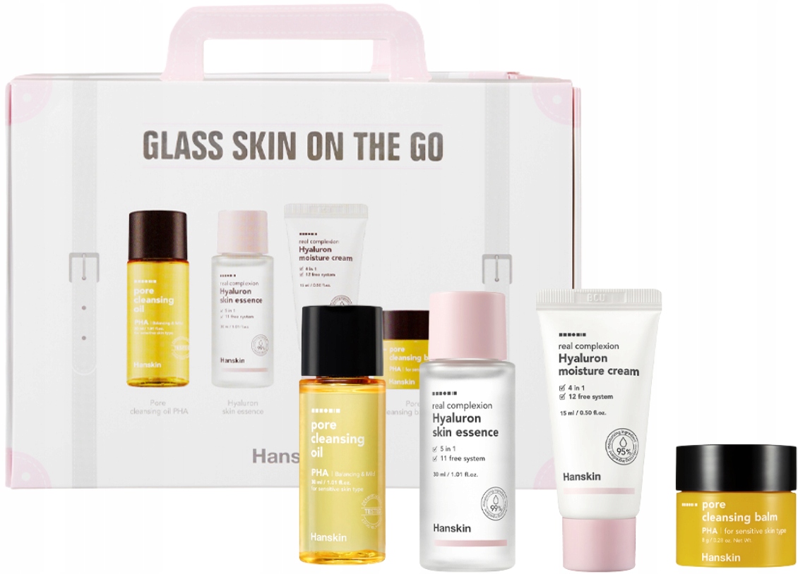 Glass Skin Zestaw Kosmetyków esencja+balsam+olejek+krem do twarzy