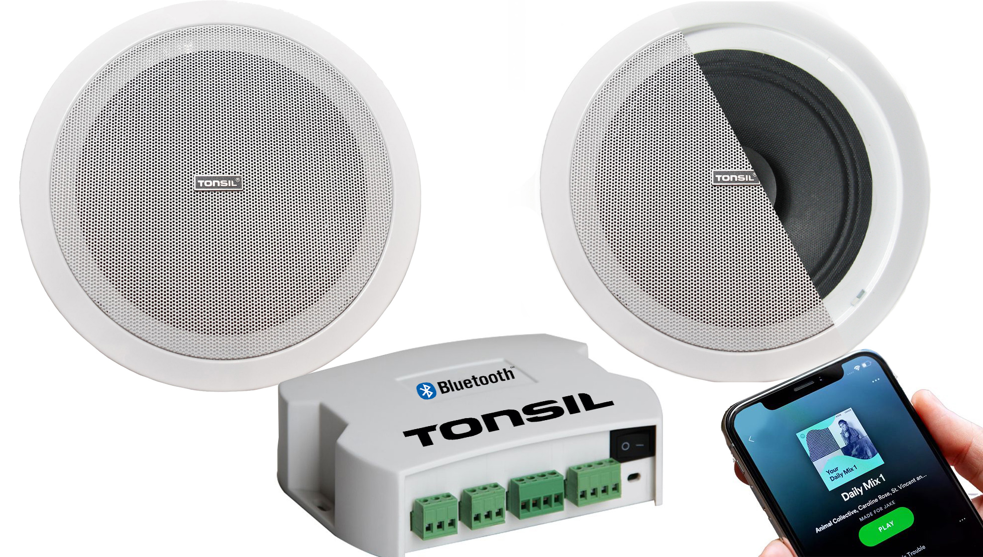 GŁOŚNIKI SUFITOWE BLUETOOTH MARKI TONSIL ZESTAW