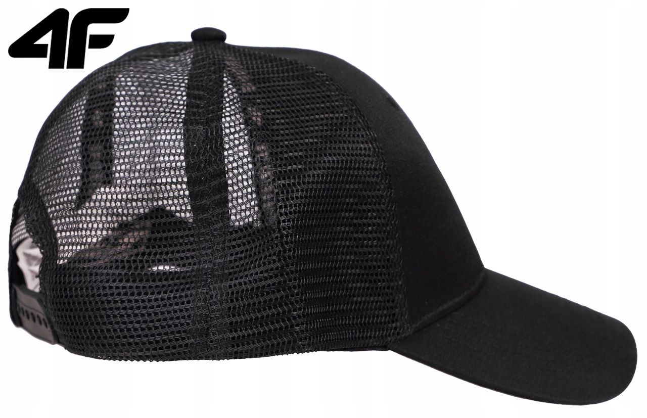 CZAPKA Z DASZKIEM MĘSKA DAMSKA 4F BEJSBOLÓWKA WENTYLACJA SIATKA REGULOWANA Kolor czarny