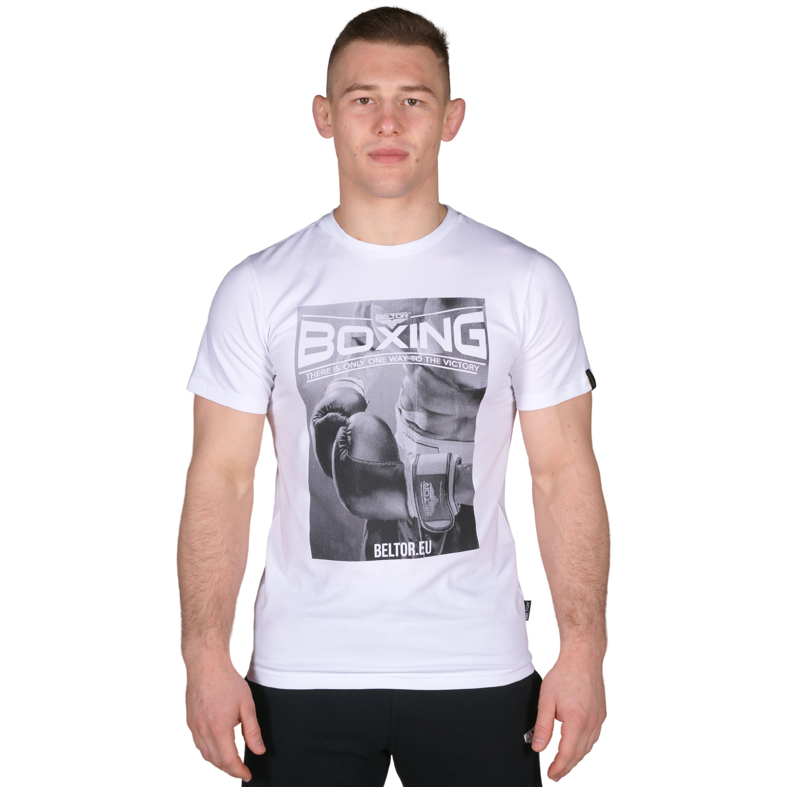Beltor Koszulka Męska Boxing 01 T-shirt Sportowy Rozmiar XL Bawełna Biała