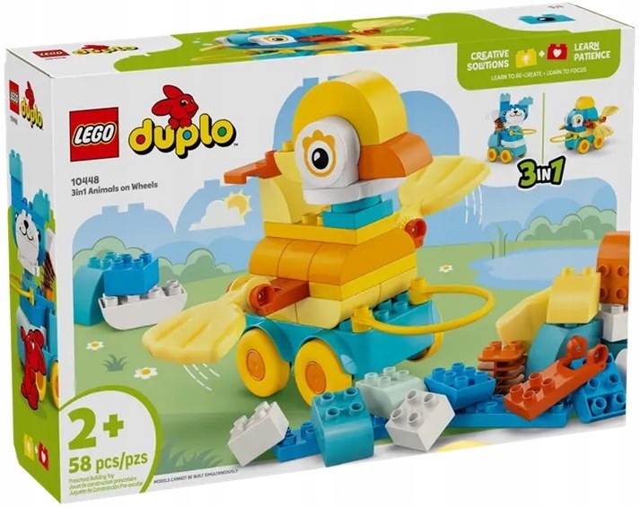 3v1 Zvířátka na kolečkách 58 dílků stavebnice Lego Duplo 10448