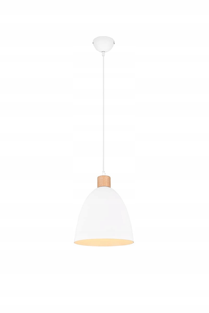 Závěsná lampa Rl Jagger bílá kov/dřevo E27 40W Ø25cm nastavitelná