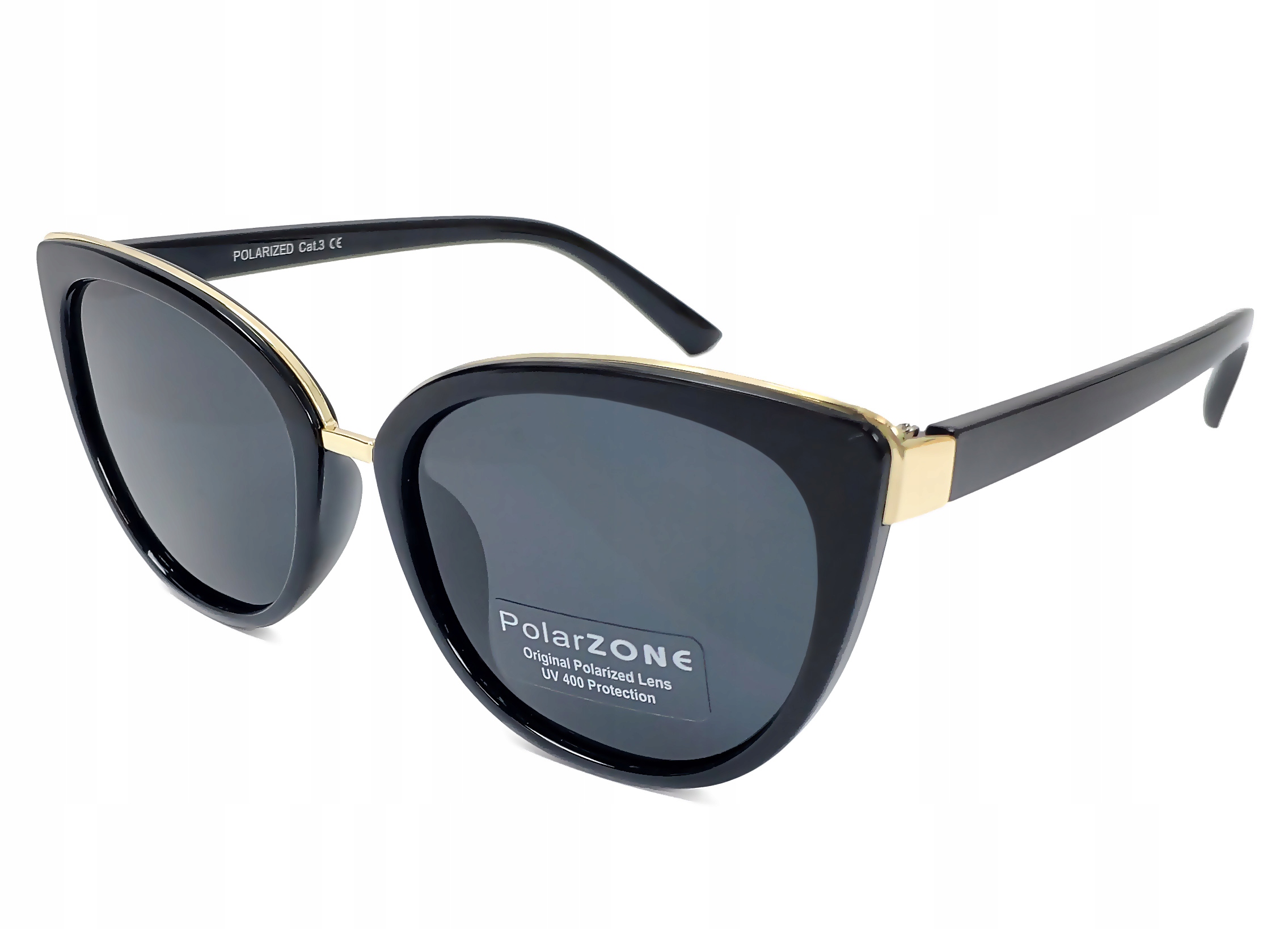 OKULARY DAMSKIE PRZECIWSŁONECZNE POLARYZACYJNE UV 400 KOCIE + ETUI Marka PolarZONE