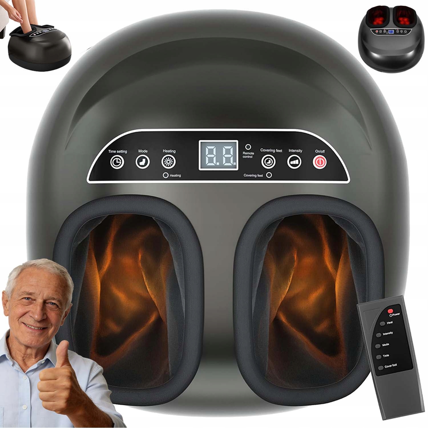 Elektryczny Masażer Stóp Z Podgrzewaniem Rehabilitacyjny Shiatsu 6 Technik