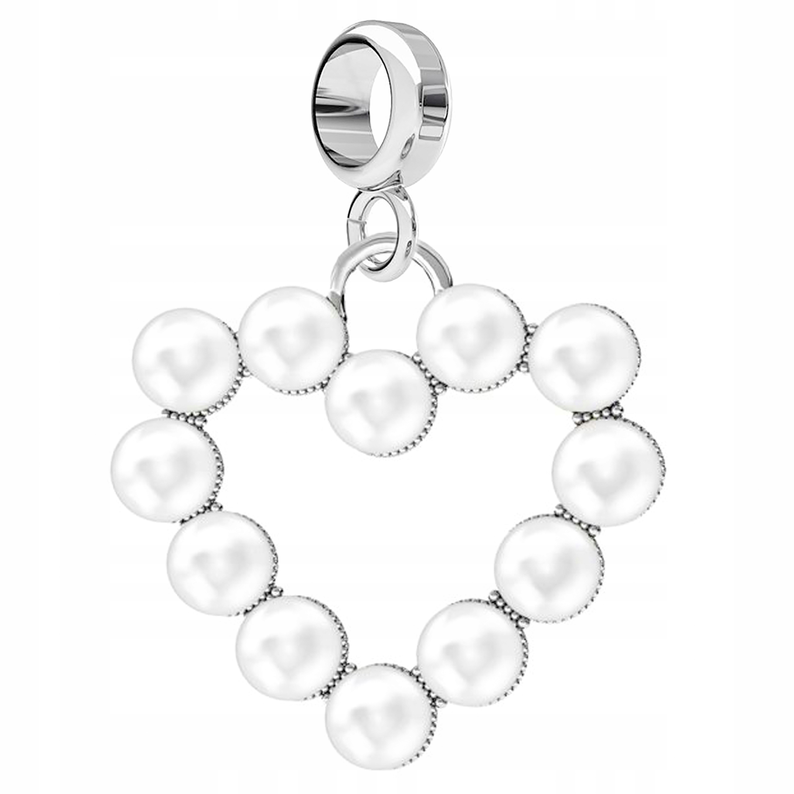 Charms Stříbrné srdce s bílými perlami Bílé perly Srdíčko Stříbro 925