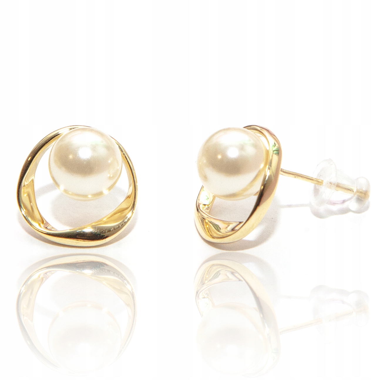 Stříbrné pozlacené náušnice s perlami stříbro 925, elegantní