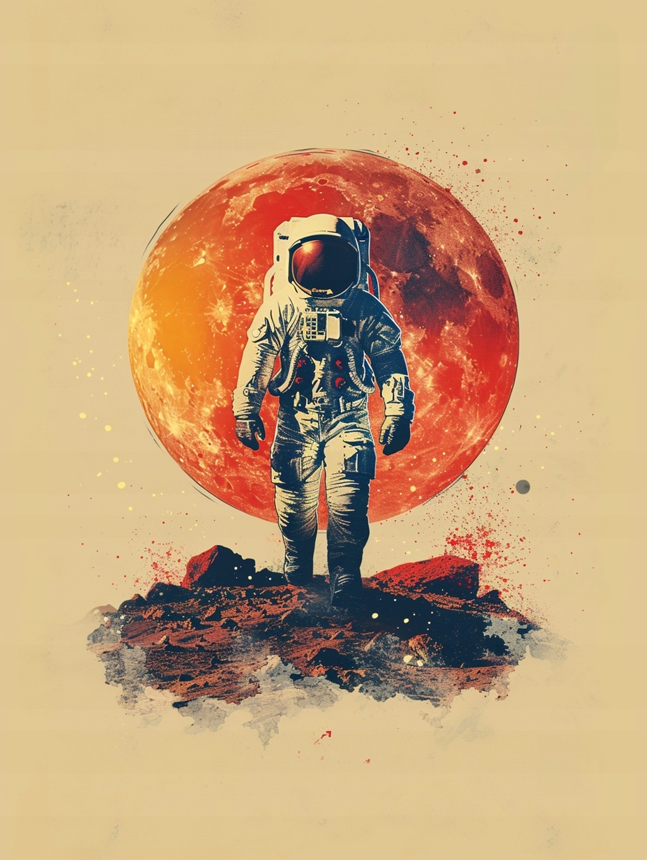 Obraz Na Plátně Canvas Astronauta Mars Kosmos Červená Planeta 75x100