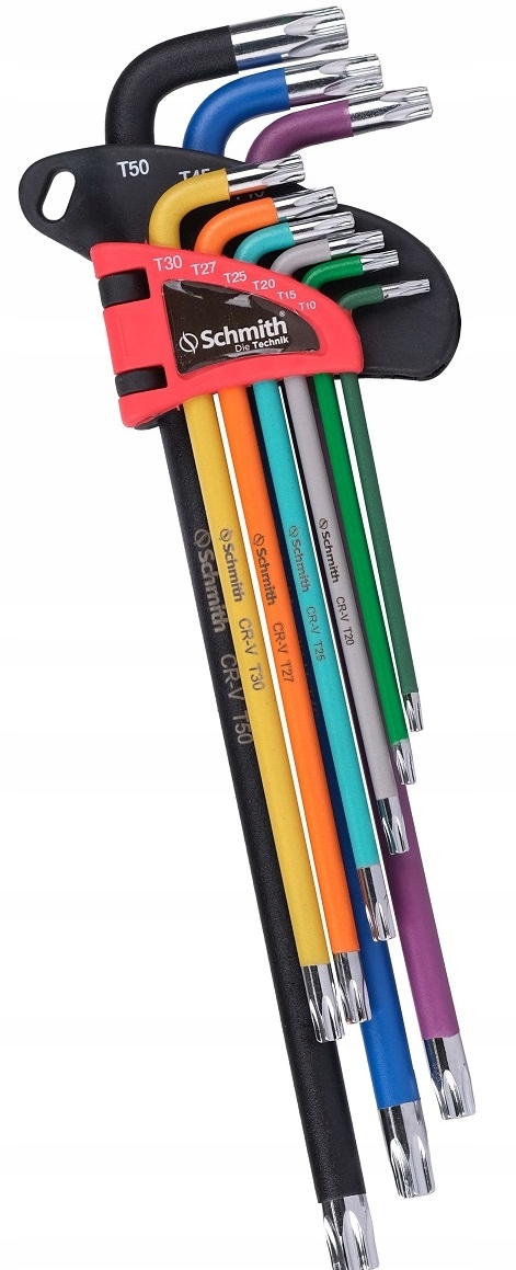 KLUCZE IMBUSOWE TORX DŁUGIE IMBUS T10-T50 ZESTAW 9szt Z OTWOREM SCHMITH Marka Schmith