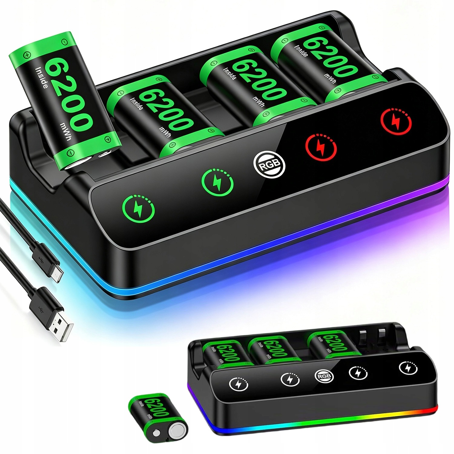 Bateria 4X 6200MWH Do Pada Xbox Series X/s Xbox One Ładowarka Zestaw