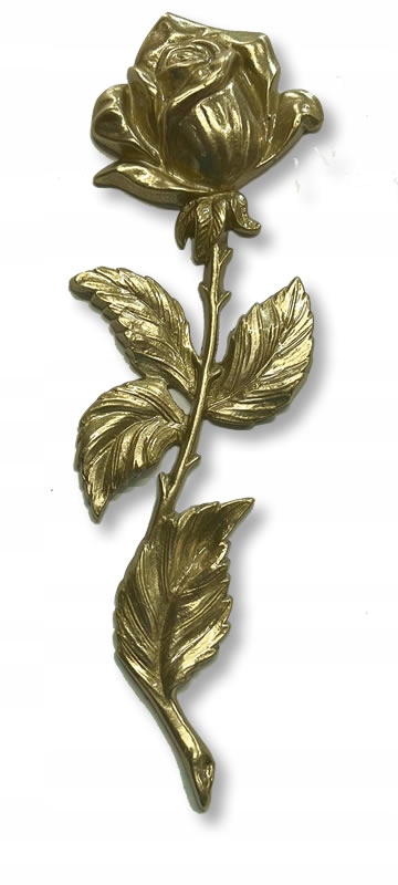 Růže malá rovná, výška 25 cm, mosazný odlitek v přírodní barvě