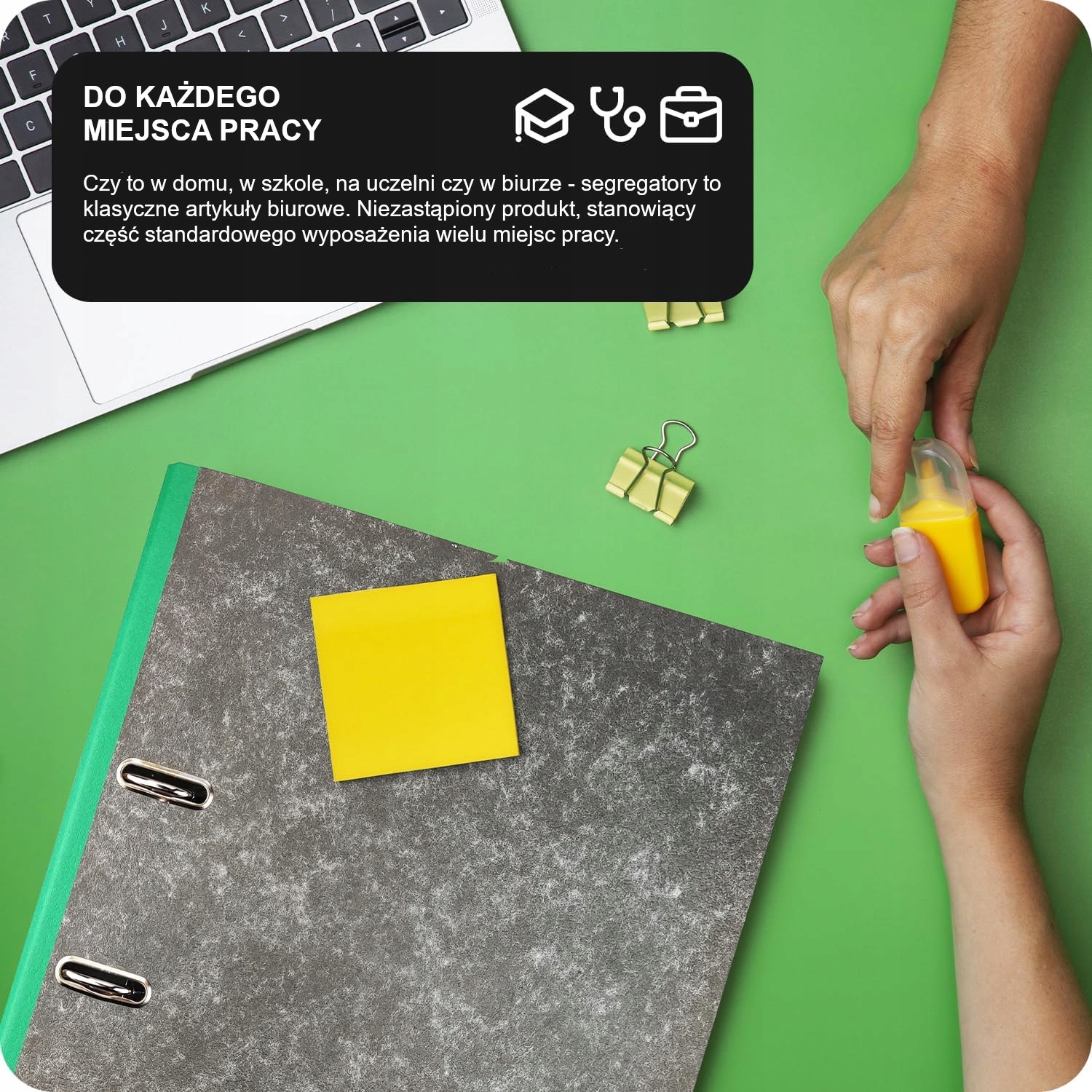 Segregator biurowy szeroki 75mm dźwigniowy A4 marmurek czarny EKOBOX Kolor czarny