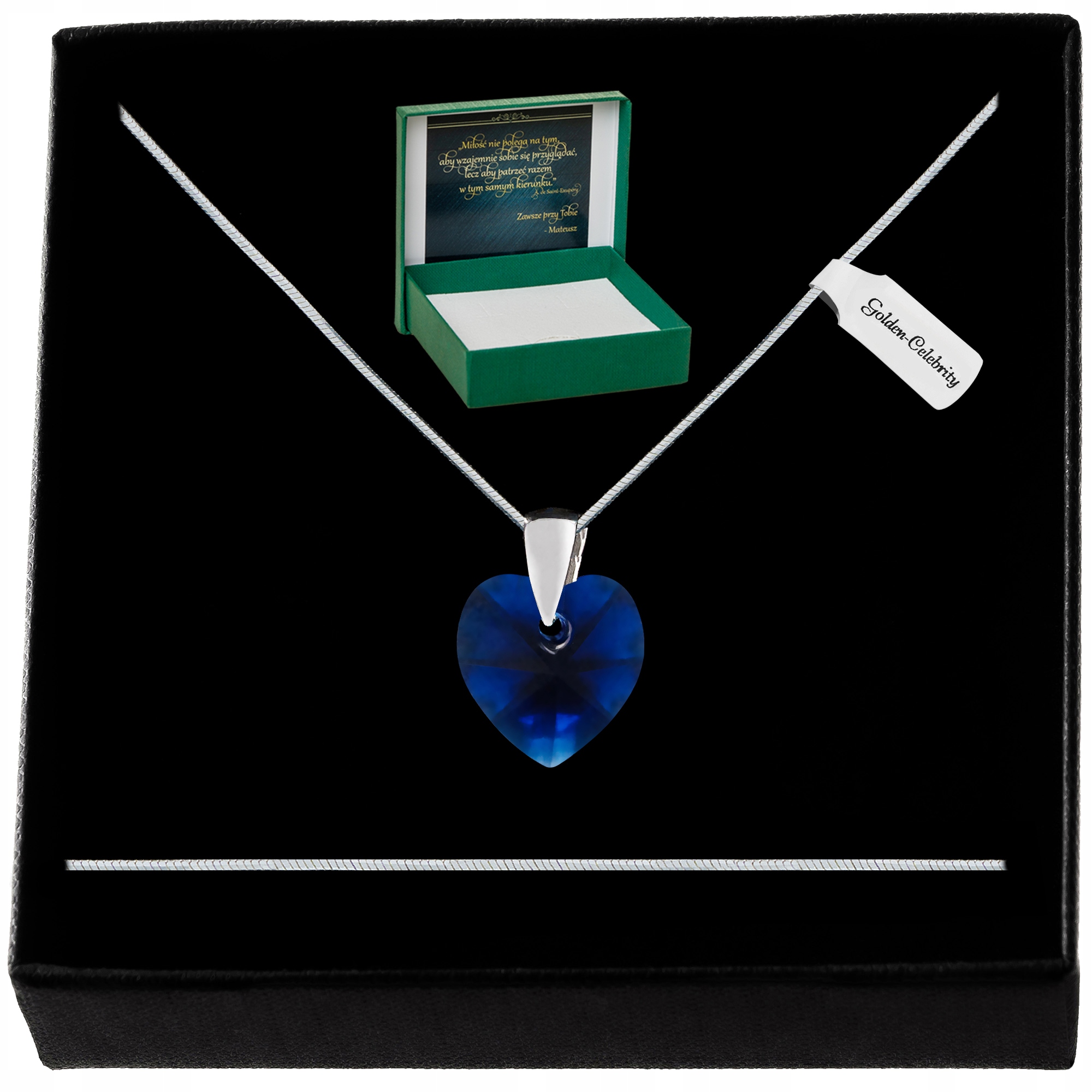 Stříbrný Řetízek Srdce Swarovski 925 Náhrdelník Přívěsek Dárek Pro Ni