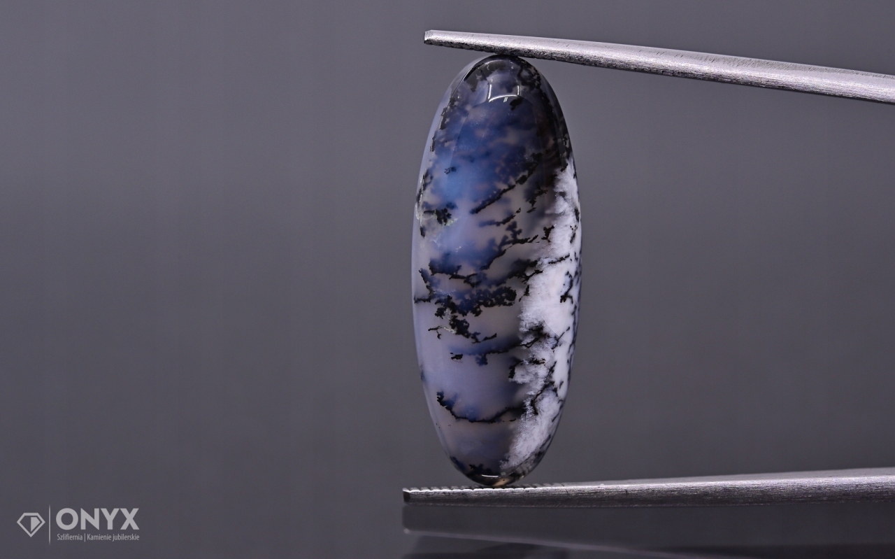 Dendritový achát z Turecka kabošon ovál 25,5x10 mm