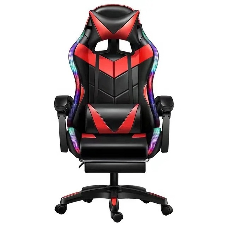 LED-es hátmasszírozó szék GAMER FORGATHATÓ JÁTÉKOS +LÁBTARTÓ! Ülés minimális magassága 42 cm