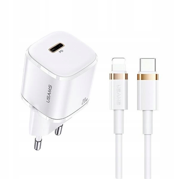 Usams Síťové nabíjení 1xUSB-C T36 mini 20W kabel USB-C-Lightning bílý/bílý P