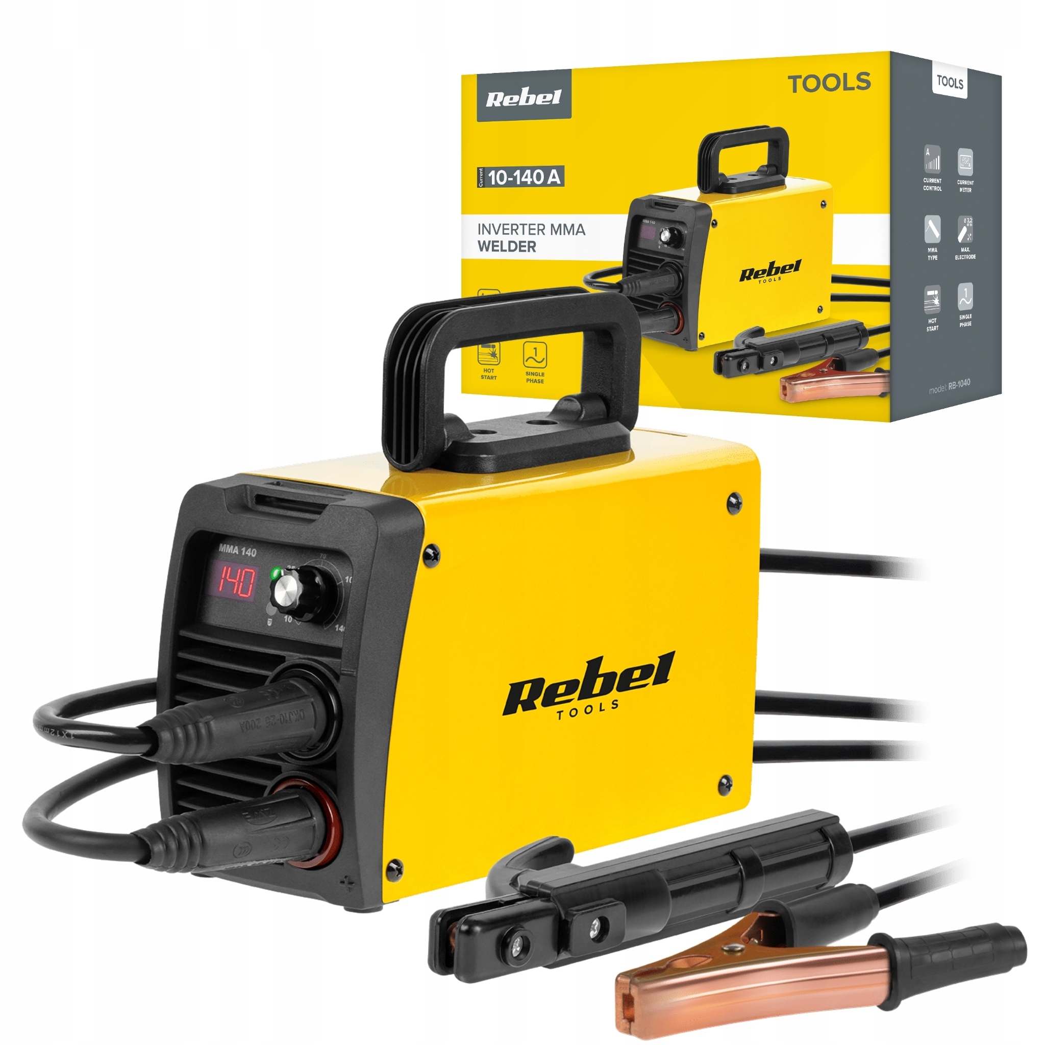 Invertorová svářečka Mma 140A Rebel RB-1040 Hot Start Anti Stick Led