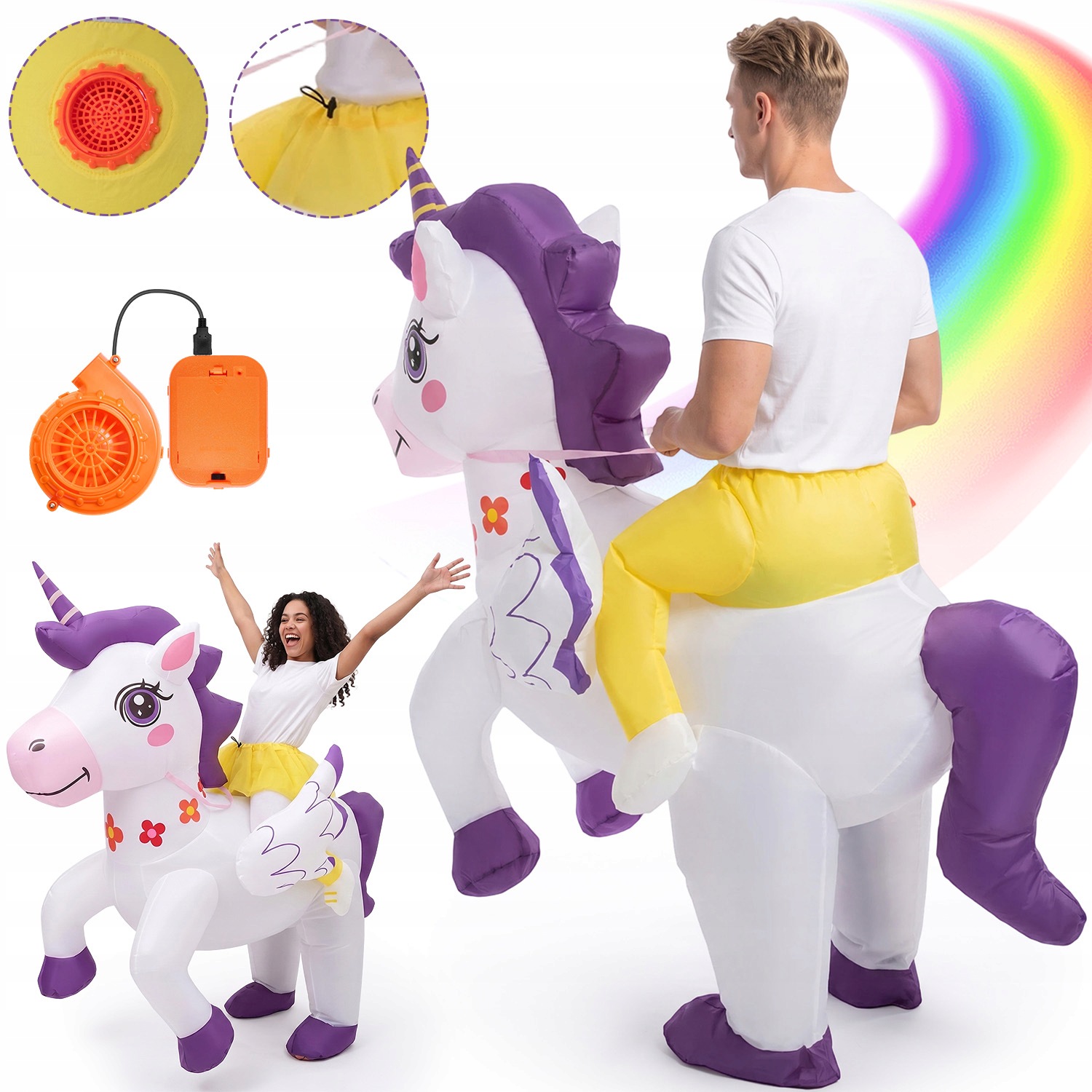 Kostým Jednorožec Převlek Samonafukovací Nafukovací Kostým Karneval Unisex
