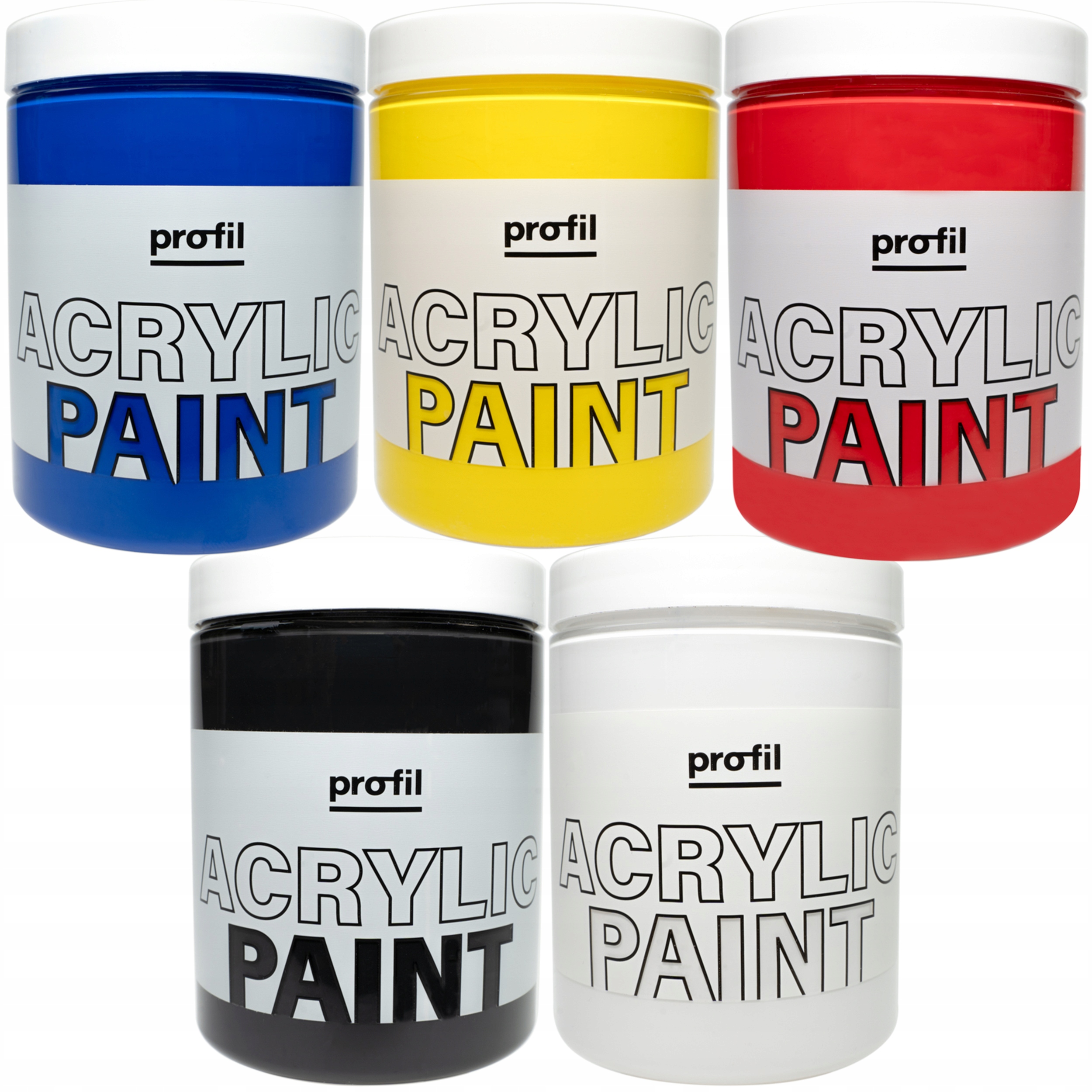 Zestaw dużych farb akrylowych 5 kolorów do malowania na płótnie 5x300ml