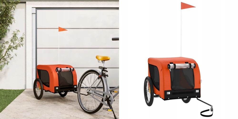 Přívěs na kolo pro zvířata, tkanina Oxford a železo