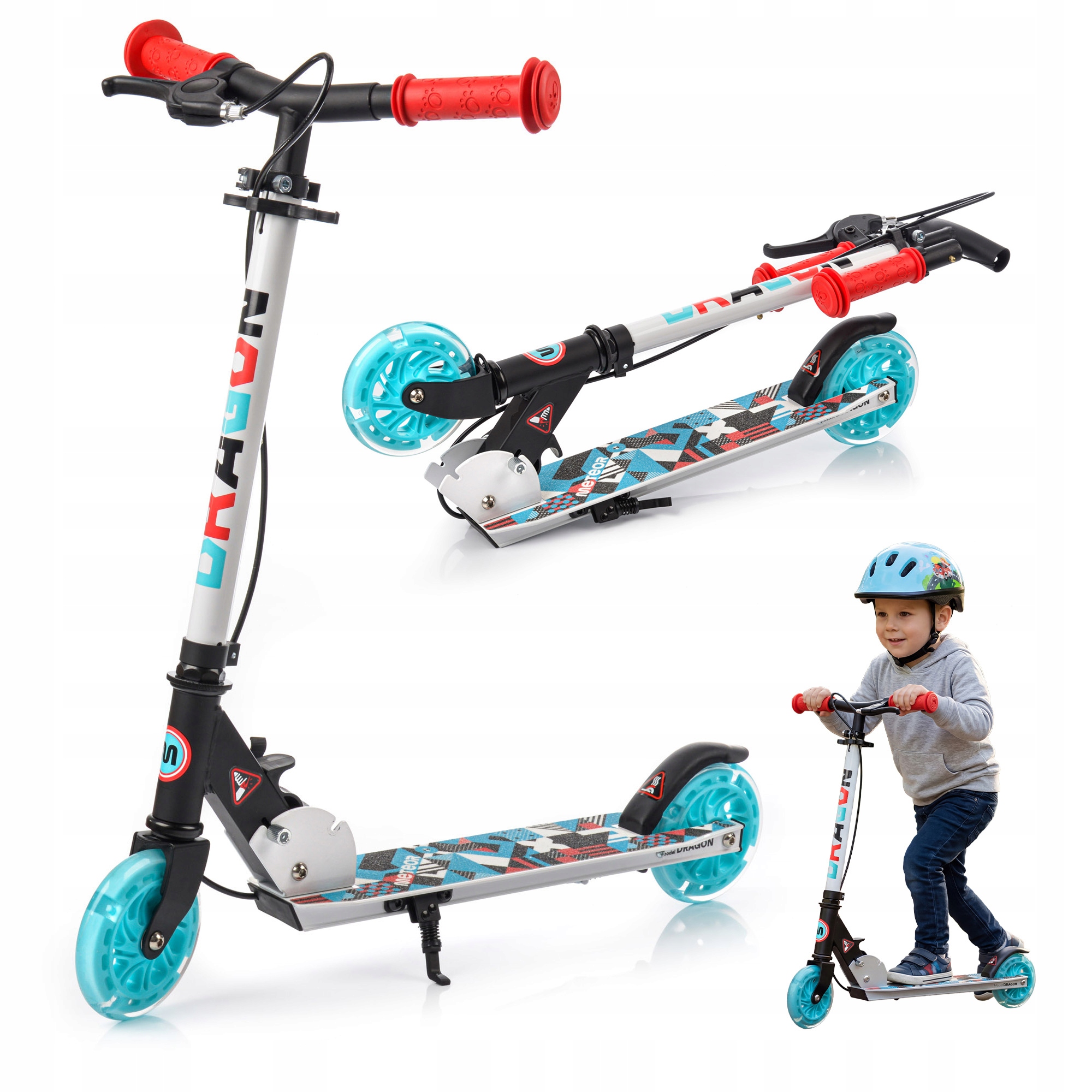 Hulajnoga Dla Dzieci Składana Regulowana Dragon Meteor koła Led 2 hamulce
