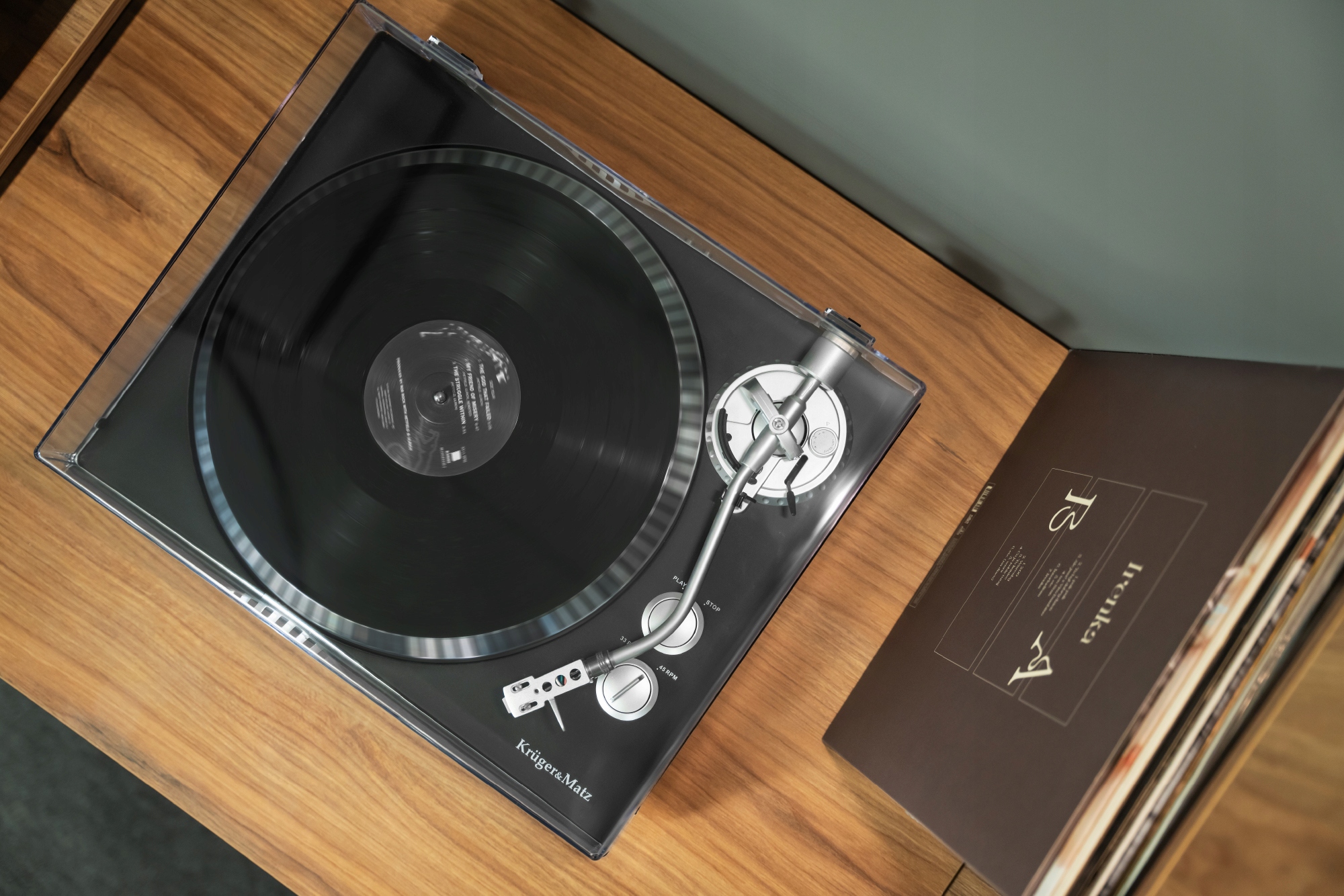 Gramofon Kruger&Matz nagrywanie USB RCA igła OUTLET Wysokość produktu 15.5 cm