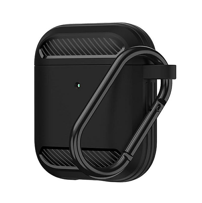 CZARNE WYTRZYMAŁE SILIKONOWE ETUI CARBON DO AIRPODS 1 i 2 GENERACJI MOCNE!