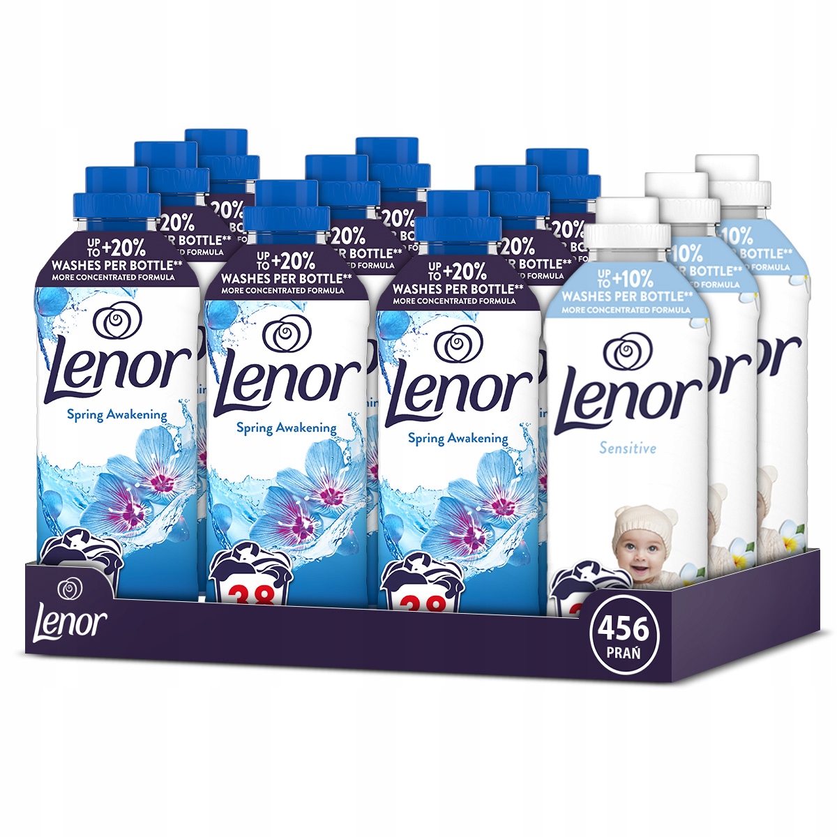 Lenor płyn do płukania mixpack 3x Sensitive, 9x Spring Awakening, 12x798ml