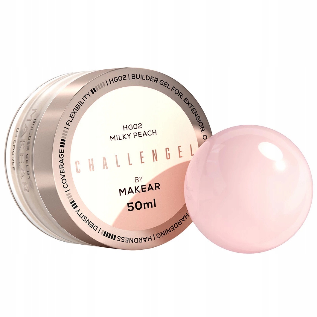 Makear Stavební Gel na nehty Challengel 50 ml HG02 Milky Peach Mléčný