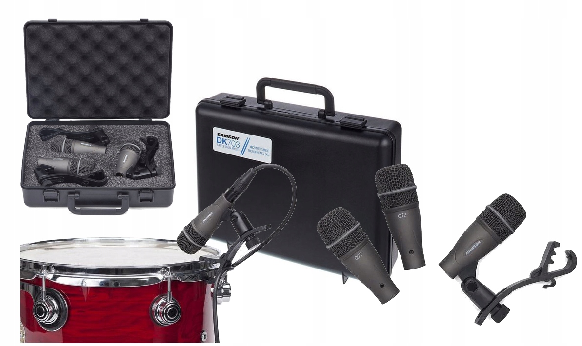 Samson DK703 sada 3 ks perkusných mikrofónov 3 x Samson Q72 Kufor
