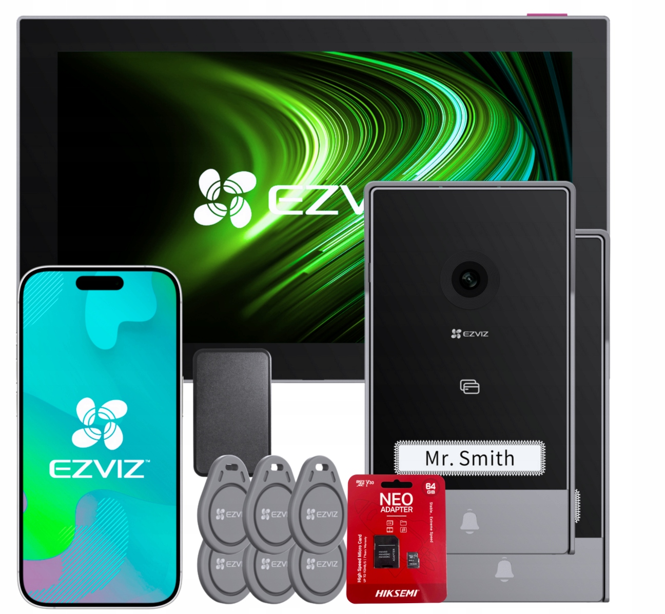 Wideodomofon HP7 Ezviz Dwa Panele Wifi Czytnik Brama Furtka Karta 64GB