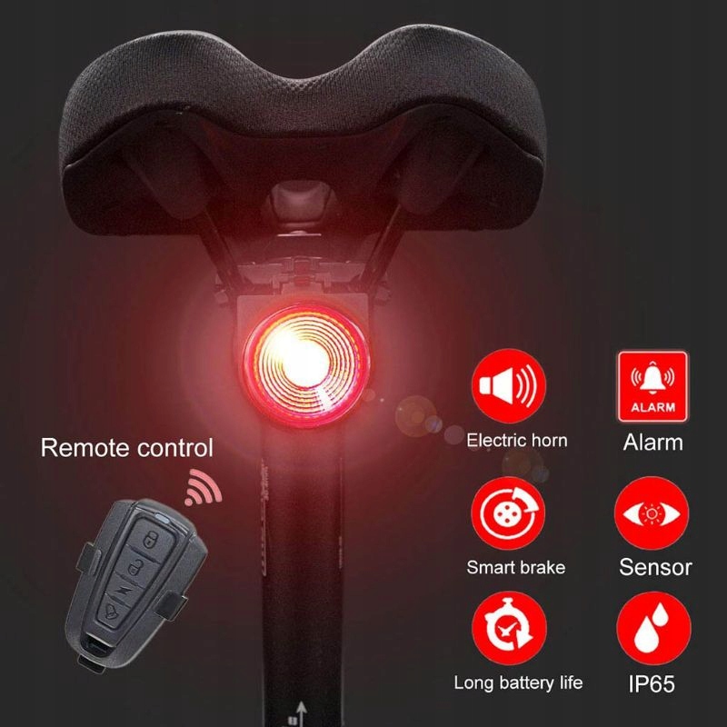 LAMPKA ROWEROWA TYLNA ŚWIATŁO STOPU Z ALARMEM 2W1 EAN (GTIN) 0017188904839