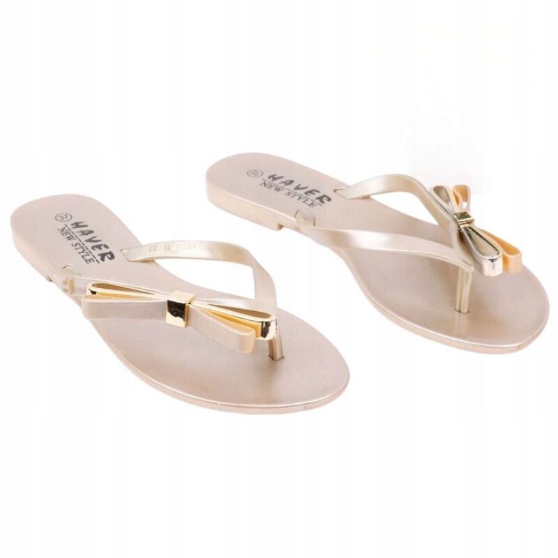 KLAPKI DAMSKIE JAPONKI gumowe rozmiar 38 kolor złoty