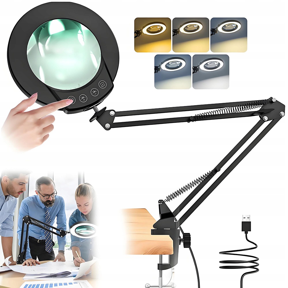 Kosmetická Lampa Lupa Led Sklo Zvětšující Rýsovací Světelnou Regulaci