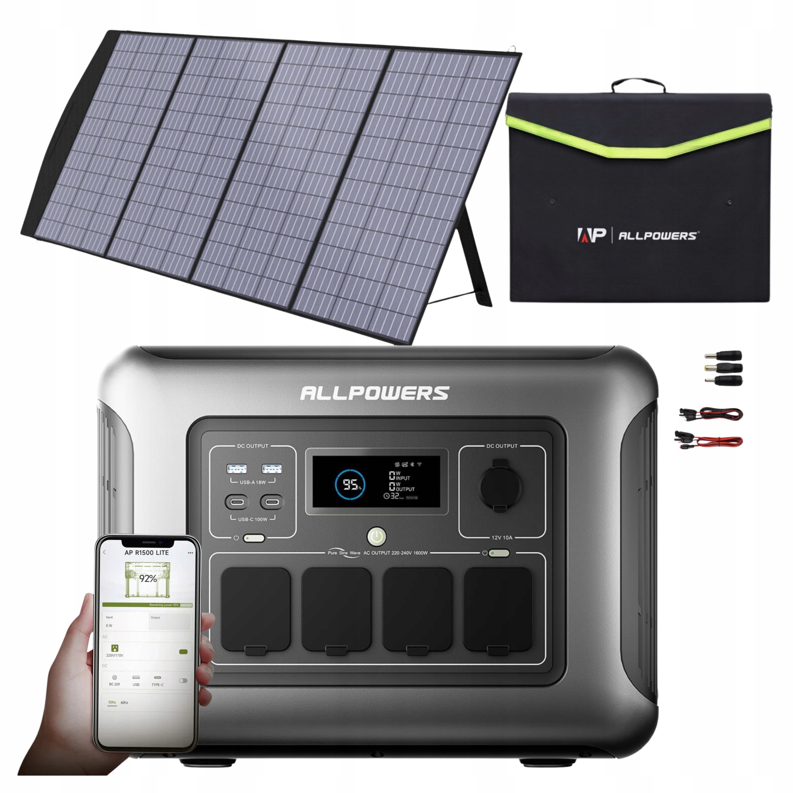 Allpowers R1500 Lite Panel Słoneczny 200W Zestaw Offgridowy Kamperowy